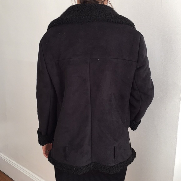 JOA zip up sherpa black jacket XS - Picture 3 of 4